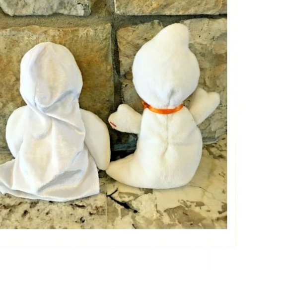 Lot of 2 Ty Halloween Ghost Beanie Babies Sheets the Ghost & Spooky the Ghost - Picture 4 of 6